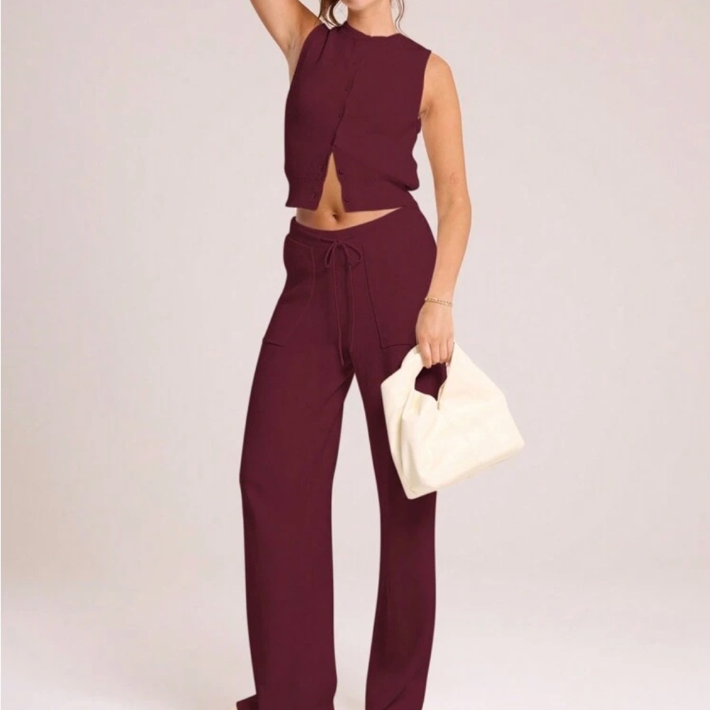 Women's Burgundy Pants & Jumpsuit Set